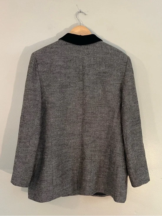 Vintage Kasper Gray Wool Tweed Blazer Coat Tailored Preppy Academia Office - Picture 5 of 5